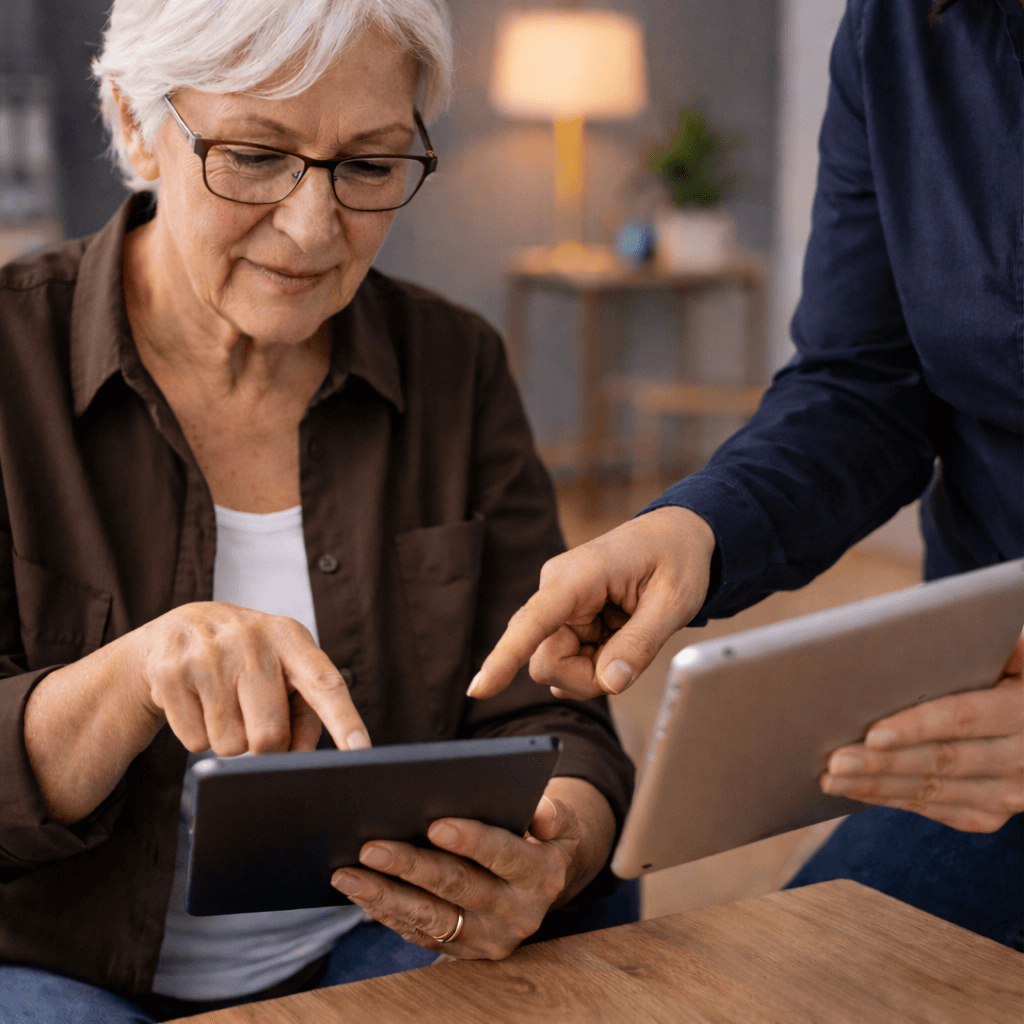 Tech guidance provided in a comfortable home environment